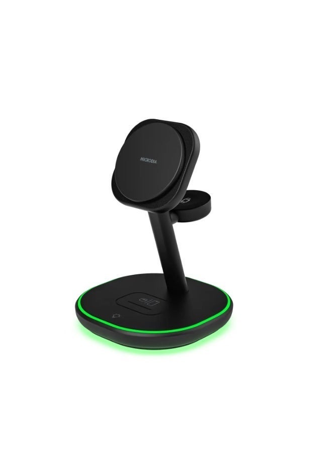 MICRODIA 【Microdia】SNAPStation™ PLUS 23W 4-in-1 Magnetic Wireless Charger, Magsafe Charging Station for iPhone, Wireless Charger Stand for iPhone Series, AirPods & iWatch - Black - Image 2